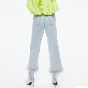 Nocturne Boa feather jeans size 38 nwot